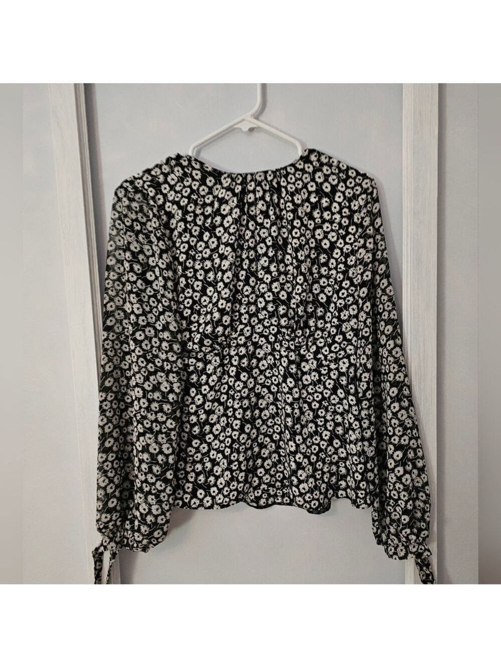 Topshop Black and White Floral Blouse